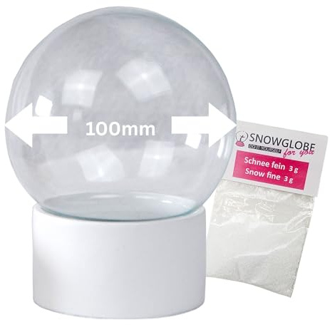 Snowglobe for You - 40052 - Kit de bricolage - Boule à neige - Do it Yourself - Avec boule en verre et socle en polyrésine blanche - Diamètre : 100 mm - Hauteur : 120 mm - Blanc