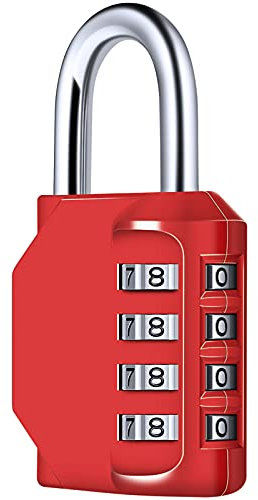 Lucchetto Combinazione, [Antipioggia] Diyife Lucchetto Armadietto Impermeabile Lucchetto A Combinazione, Esterno Serrature con Combinazione 4 Cifre Per Zaini, Armadietto, Palestra,Rosso