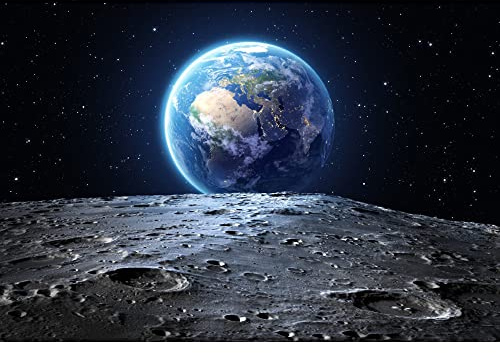 Aoihrraan 3x2m Weltraum Hintergrund Mond Oberfläche Erde Planet Nacht Sternenhimmel Fotografie Hintergrund Junge Geburtstag Dekoration Babyparty Kinder Astronaut Kunst Porträt Foto Requisiten