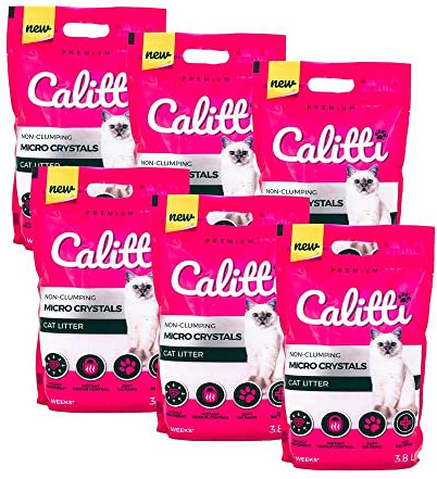 KAHU by CALITTI Micro Silikat Katzenstreu • Premium Crystals Silikatstreu • Saugstark Kiselgel • Katzensand • Staubfrei • Klumpfrei • 6er Pack (22,8L) • Feinheit: Micro Crystals