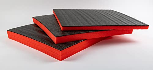 TYGR Multilayer Schaumstoff 600x600x50 rot für Werkzeug, Kamera & Co. | Einfaches Bearbeiten | Werkzeugeinlage | Koffereinlage | Kaizen