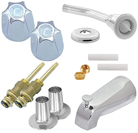 Kit completo di riparazione doccia per sistemi doccia calda e fredda, 2 valvole calde e fredde, per rimodellare maniglie verve, facile installazione, costruzione durevole, cromo lucido