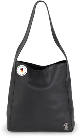 Berliner Bags Shopper Atlanta aus Leder, Damentasche Groß Umhängetasche Hobo Bag Schultertasche Tote - Schwarz