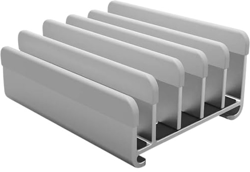 Elestoria Adjustable Laptop Stand - Fits 5 Devices, Modern Design, Tool Free Adjustment, Protective & Stable | Grey