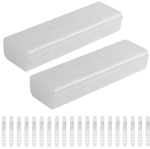 2 Pack Data Cable Storage Box, Grids Cable Management Box (White) | Hub Sorting Box with Lid, Transparent 7 Grids Storage Power Cord/Cable/Socket Sorting Case with 20pcs Cable Ties