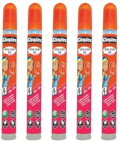 CLÉOPÂTRE Lot de 5 Stylos Colle transparente Gel en 20 gr