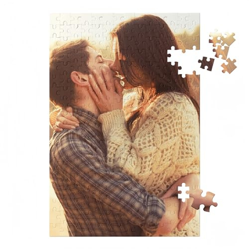 Custom Puzzle Photo 300,520,1000 Pieces,Personalised Puzzles with Your Own Picture.Customized Picture Wooden Puzzle Gift Box for Adult Kids Birthday,Wedding,Portrait-520Pieces