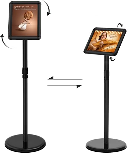 ThrivingTree Infoständer DIN A4 297x210mm Informationsständer Höhenverstellbar Edelstahl Kundenstopper Aufsteller Plakatständer Präsentationsständer Werbeständer (Schwarz, A4)