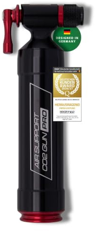 CONTEC CO2-Kartuschenpumpe Air Support CO2 Gun, 8,3 bar, 120 psi, passend für AV/SV, Luftpumpe für Fahrräder, Aluminium, MTB Zubehör, Fahrrad Gadget
