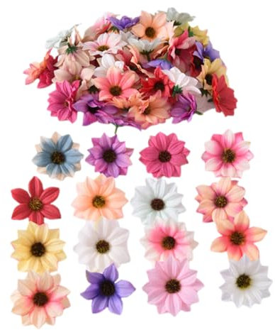 Cabilock 50stücke Künstliche Blumen Daisy Blumenköpfe Bunte Blumenköpfe Dekoration Für Zuhause Party Büro