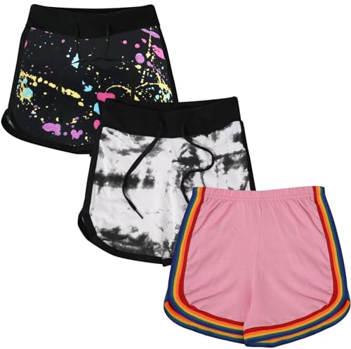 A2Z 4 Kids 3 Packa Tjejer Shorts Kontrast Idrotts Gym Bära Dansa Idrott Lättvikt Dagligen Träningspass Bekväm Sommar Varm Kort Spring Aktiva kläder - Shorts 4263 Pack C 13