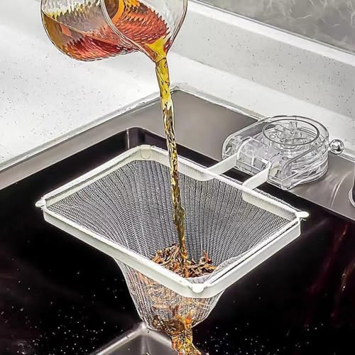 Wagoodter Scolapasta da cucina con ventosa Scolapasta pieghevole Scolapasta per lavello con sacchetti filtranti Porta salviette per cucina e bagno (Trasparente(1+50))