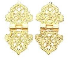 2 Stück Scharniere mit Schrauben, antike Bronze/Gold, 24 x 54 mm, Spitzendekoration, Tür, Schrank, Schublade, Möbel(Gold)