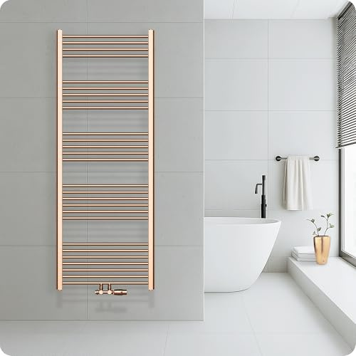 Belrad® Badheizkörper mit Mittelanschluss, Kupfer gebürstet | Moderner Handtuchheizkörper, Qualitätsstahl, Wandmontagefähig, Wasserbetrieben, Robuste & langlebige Badezimmer Heizung