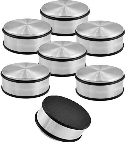 6er Set Türstopper Edelstahl massiv - Schwerer Türstopper Boden 1,2 Kg/Stk., Door Stopper im modernen Design versehen mit Gummiring zum Schutz der Türen