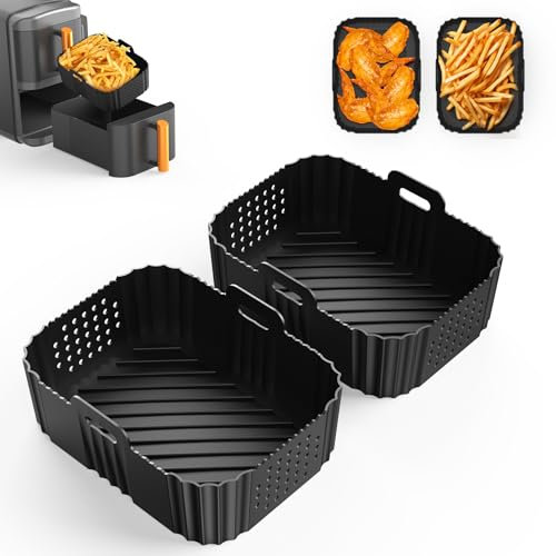 Ninja Heißluftfritteuse Zubehör für Ninja Double Stack XL SL400EU, 2 PC Silikon Einsätze Silikonform für AF300EU, AF400EU, AF451EU, Foodi Max AF500EU für Dual Zone Air Fryer