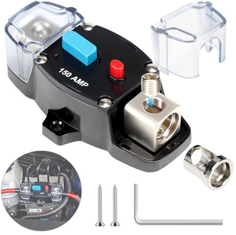 HOISGEAR 150 A Interruttore automatico ripristinabile 12V / 48V Interruttore automatico auto-ripristinante Pulsante di reset manuale per Rv Marine Boat