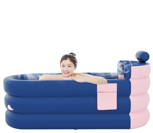 Bañera hinchable,Bañera hinchable para adultos | Piscina de inmersión plegable con barril de hielo | Bañera de hielo portátil para adultos, bañera fría con reposacabezas, soporte Lumbar, bolsillo de a