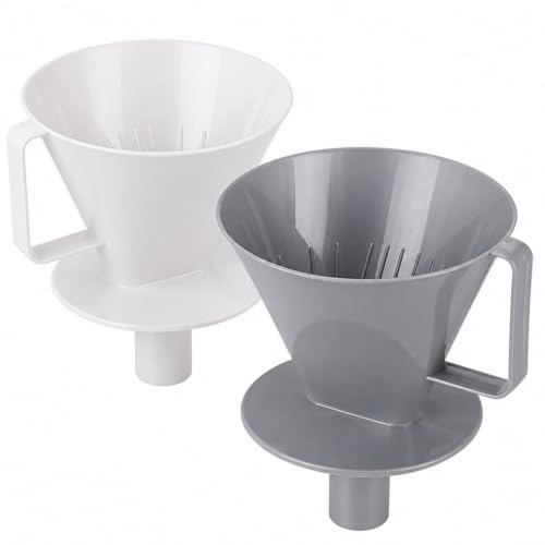 MIJOMA Lot de 2 porte-filtres à café taille 4, filtre classique, en plastique | Couleur gris et blanc, passe au lave-vaisselle, infusion à la main pour café ou thé aromatique