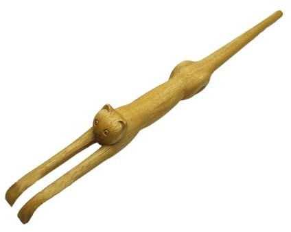 Rascador de espalda en forma de gato, mango largo, rascador de espalda de | tilo para la espalda del gato, rascador de espalda en forma de gato para relajación corporal