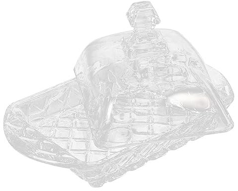 PRETYZOOM Glass Butter Dish Lid Covered Butter Tray for Cheese Storage for Kitchen Use