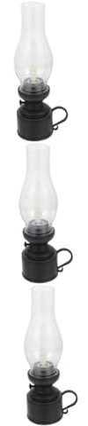 Cabilock 3St LED Petroleum Lampe trimmen Lichter Petroleumlampe LED-Petroleumlampe Ornament led ligts led-Light Toy dekorative LED-Öllampe Petroleumlampe im Vintage-Stil pp Black