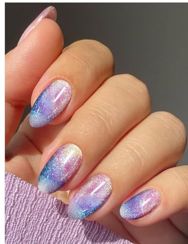JMEOWIO Nagelfolie UV Härtend Bunter Marmor Glitzer UV Gel Nail Strips Nagelsticker Nagelaufkleber Nail Art Dekoration Nageldesign Zubehör
