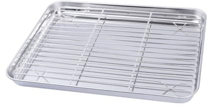 LIFKOME 2stücke Küchenutensilien Set Edelstahl Backblech Mit Backbleche Und Kuchenrost Backform Backgeschirrform Kühlrost Werkzeug Zubehör