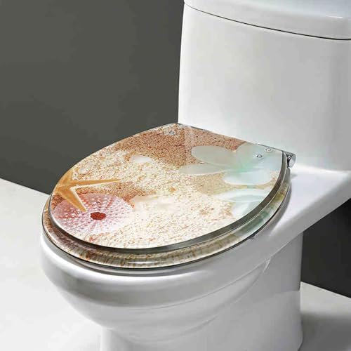 Cammeciso Toilettensitz aus transparentem Harz,Toilettendeckel,Toilettendeckel Mit Absenkautomatik,Polyresin Toilettensitz Transparenter,WC Sitz mit Absenkautomatik,Mit 3D-Effekten.