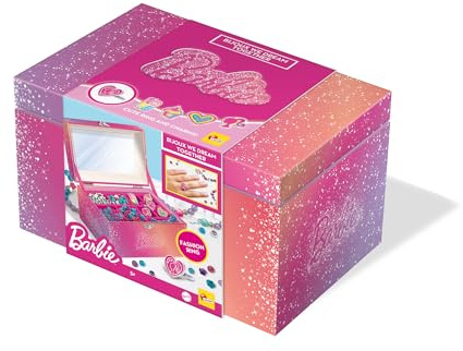 Lisciani – Barbie – Coffret Bijoux We Dream Together – Boîte à Bijoux à Créer pour Enfants Dès 5 Ans – Activité Manuelle sans Écran – Motricité Fine, Créativité et Rangement – Kit Perles et Breloques