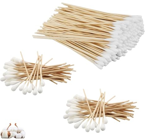 200 Pezzi Tamponi di Cotone in Legno Bastoncini di Cotone Lunghi 15 cm Cotton Fioc Lunghi per Trucco Pulizia Bellezza Unghie