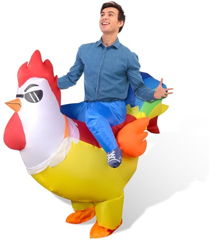 Spoyletto Costume gonflable d'Halloween pour adulte de 1,5 à 1,9 m, coq, déguisement d'enlèvement, déguisement gonflable amusant pour adulte, cosplay, fête, spectacle