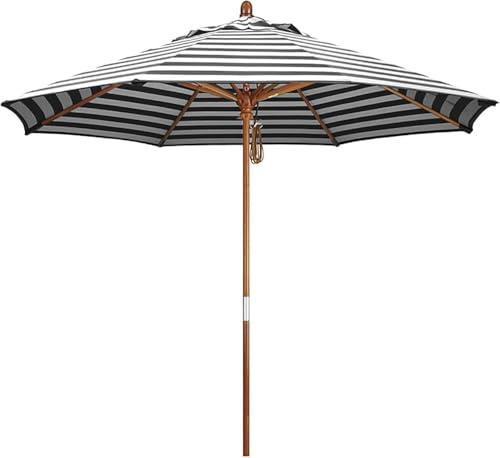 Ombrellone da esterno per patio, impermeabile, pieghevole, in legno, per giardino, balcone, terrazza, spiaggia, Nero