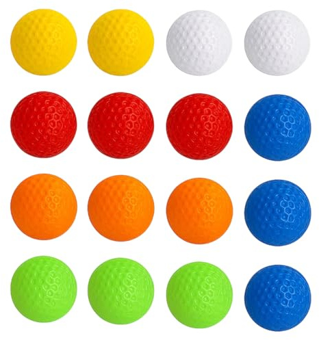HcvGcm Golfbälle Minigolfbälle Schaumstoff Ball 16 Stück, Farbige Golf Ball Softbälle für Indoor Training, Minigolf für Zuhause und Hinterhof, Leichtes Hohlkugel Design mit 42 mm Durchmesser