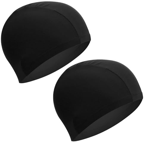 2 Pcs Fabric Swimming Cap, High Elastic Swimming Hat for Adults and Children, Non Slip Comfortable High Elasticity Swimming Cap, Lightweight Bathing Caps for Women Men