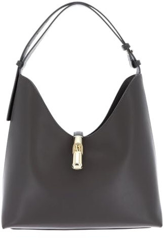 Furla Leder Schultertasche Goccia Hobo Bag Urban Gray dunkelgrau