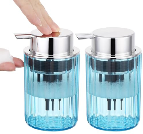 Segbeauty Dispenser Sapone Bagno, 2 Pezzi 300ml Dispenser Schiuma, Dosatore Schiuma Vuote in Plastica, con Grande Testa Della Pompa, Set Sapone Bagno (Blu)