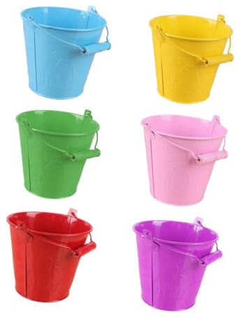 Gatuida 6stücke Kindereimer aus Blech Spielzeugeimer für Junge Mädchen Mini-spielzeugeimer für Sandstrand mit Eimern Langlebig und Leicht