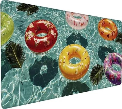 Gaming Mouse Pad 39.4x19.7x0.12 inch Large Mouse Mat Swimming Ring Mousepad Large Plant, Extended Waterproof Mousepad with Non-Slip Rubber Base, Improved Precision and Speed, Gaming Accessories 8-1B37