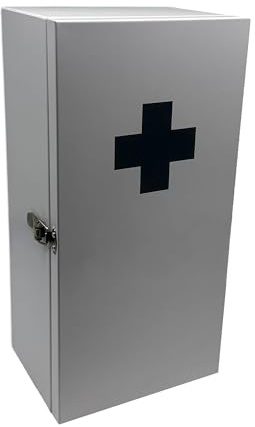 Armario farmacéutico Relaxdays, 3 estantes, 42 x 21 x 15,5 cm, para medicamentos, Montaje en Pared, Blanco/Gris