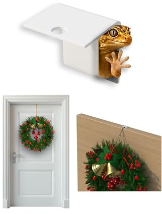 Door Hook Türhaken Weiß ohne Bohren - Universeller Kranzhalter für Dekorationen I Unsichtbarer Haken mit Hightech-Technologie für Türkränze & Saison-Deko - Aufhängehaken einfach zum Einhängen