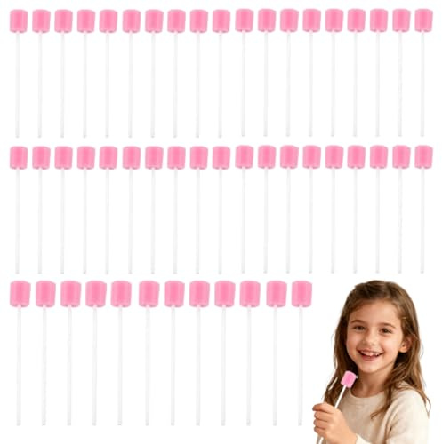 UIEXAY 50 Pièces Soins Bucco Bâtonnets, Écouvillon Éponge, Éponge de Nettoyage des Dents, Pour Soins Buccodentaires Quotidiens et Besoins Domestiques des adultes,Enfants ou des Animaux Domestiques
