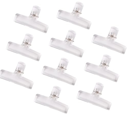 Lot de 10 pinces à papier acrylique transparent pour sacs alimentaires, photos, reçus, planche à dessin, cuisine, bureau