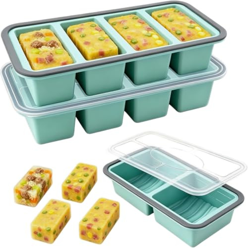 agctrler 3 stycken Souper Cubes set silikon frys, 250 ml & 500 ml kapacitet extra stor frysningsbehållare med lock för soppa, buljong, sås, isbitar, bakprodukter, BPA-fri