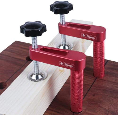 Wotendy 2Pcs Bench Dog Clamp 19mm, Adjustable Woodworking Clamp | Aluminium Alloy Clamps with Non-Slip for 19mm Bench Holes. Ideal for Craftsmen & DIYers.