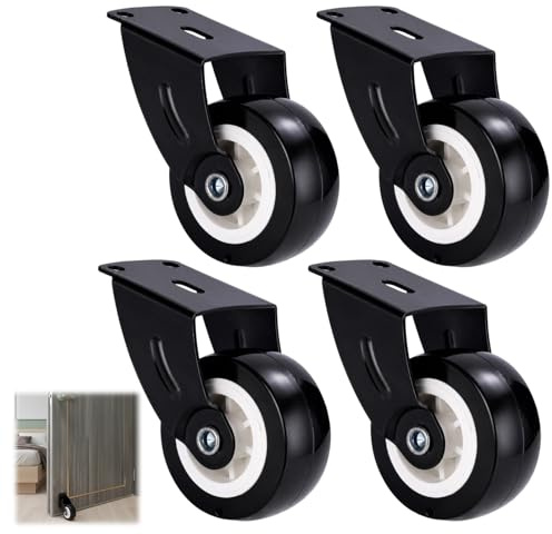 Gate Wheels for Wooden Gates, Smooth Rolling Gate Spring, 4 Heavy Duty Caster Wheels in Black, Durable Construction for Secure Installation