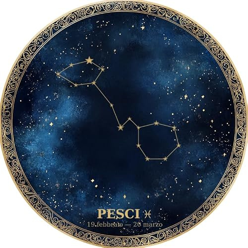 Sottopiatto Tondo 38 cm Segno Zodiacale Pesci | Tovaglietta Americana Lavabile | Sottopiatti Eleganti da Tavola | Idea Regalo | Stampa UV su PETG Alimentare, Legno HDF, Sughero, Made in Italy