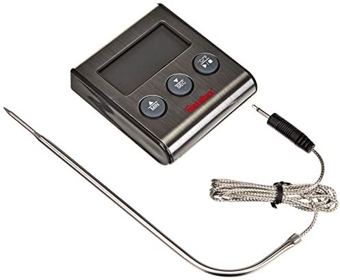 Metaltex Termómetro Digital de Cocina con Sonda y Minutero, Acero Inoxidable, Gris, 20x20x6 cm