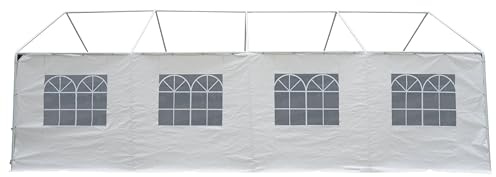 Seitenplane für Zelt 8x4 Meter, PVC Weiss mit Fenstern
