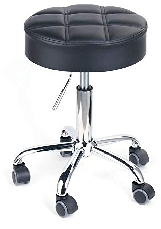 Leader Accessories Drehhocker höhenverstellbar Rollhocker Funktionaler Arbeitshocker Studiohocker im modernen Design Schwarz(Sitz Φ35cm)